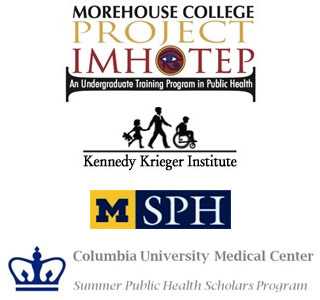 CUPS logos - Morehouse College Project IMHOTEP, Kennedy Krieger Institute, MSPH, Columbia University Medical Center Summer Public Health Scholars Program