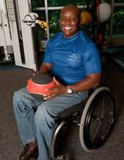 	African-American man using a wheelchair