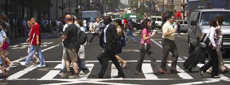 Photo: Pedestrians in a cross walk