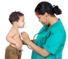 Healthcare provider checking small child