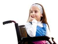 Girl sitting in wheel chair