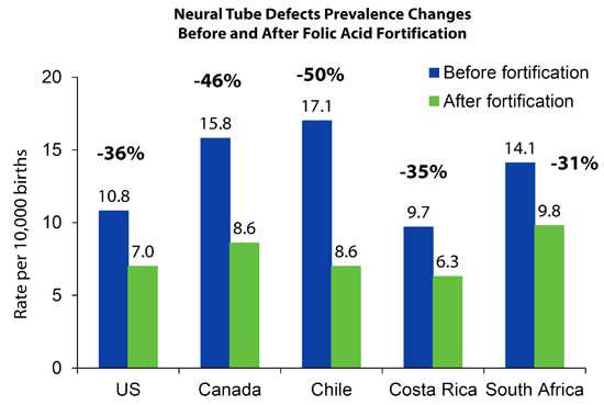 Neural Tube Defects Prevalence Changes Before and After Folic Acid Fortification