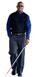 Blind man with walking cane