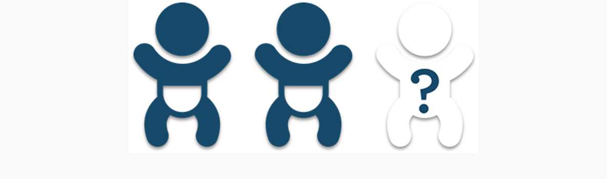 /graphic showing three outlines or babies. Two blue. One white.