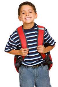 hispanic boy with school backpack
