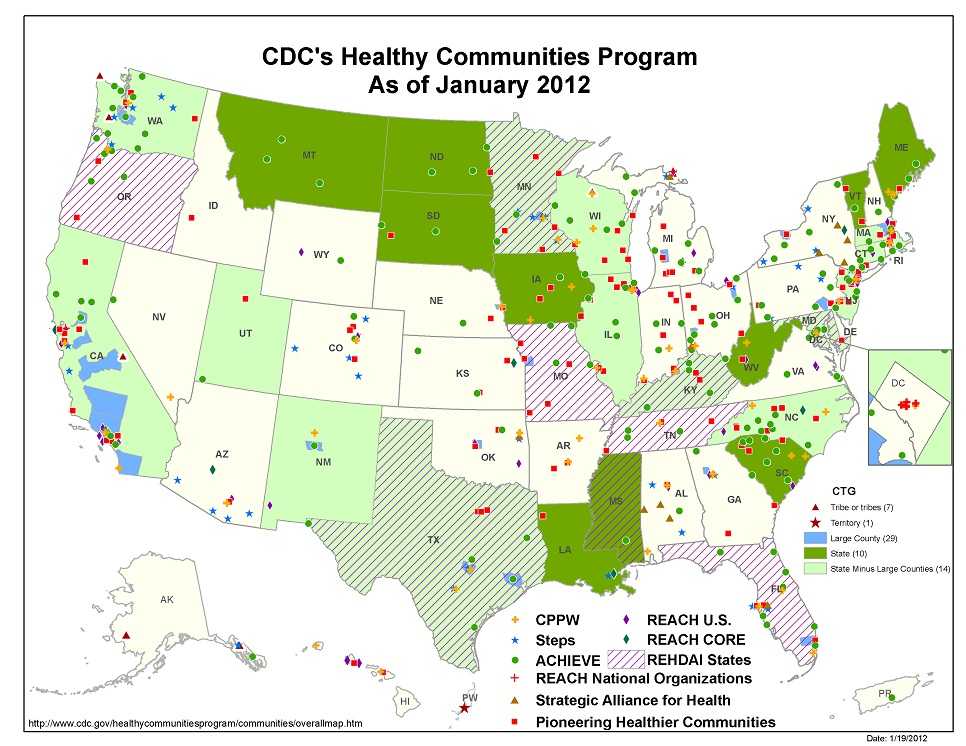 CDC's Healthy Communities Program overall map as of January 2012
