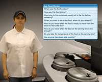 	Screen shot from training module of simulated interview with food worker.