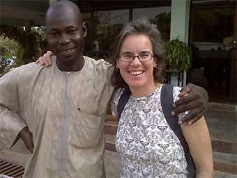 Rebecca S. Noe (right) with Dr. Suleiman Haladu, graduate of the Nigerian Field Epidemiology and Laboratory Training program, during an Epi-Aid of fatal poisoning among young children from Diethylene Glycol-contaminated Acetaminophen in Nigeria in 2009