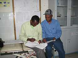 Tesfaye Bayleyegn and Hailemariam Hailemichael at regional hospital.