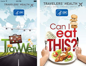 Posters of Travelers and Health Apps:  TravWell and Can I eat this?