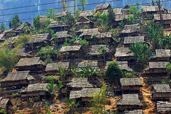 Buildings on the side of a hill.