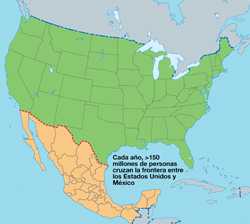 Los Estados Unidos y México comparten casi 2 000 millas de frontera. Más de 150 millones de personas cruzan la frontera entre los Estados Unidos y México cada año.