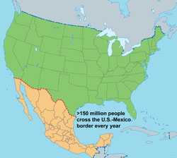 The United States and Mexico share almost 2,000 miles of border. More than 150 million people cross the U.S.-Mexico border every year.