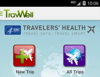 Mobile screen shot of the TravWell app