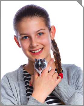 Girl holding a pet rodent
