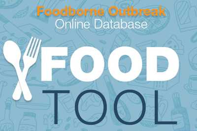 ALT TAG - Image of blue background with the words: FOOD TOOL - Foodborne Outbreak Online Database