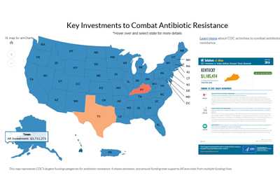 image of interactive us map: Key investments in antibiotic resistance