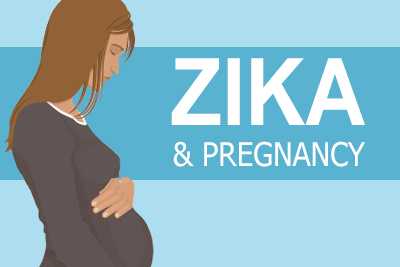 Image of illustrated woman with hand over her belly and the words - Zika & pregnancy