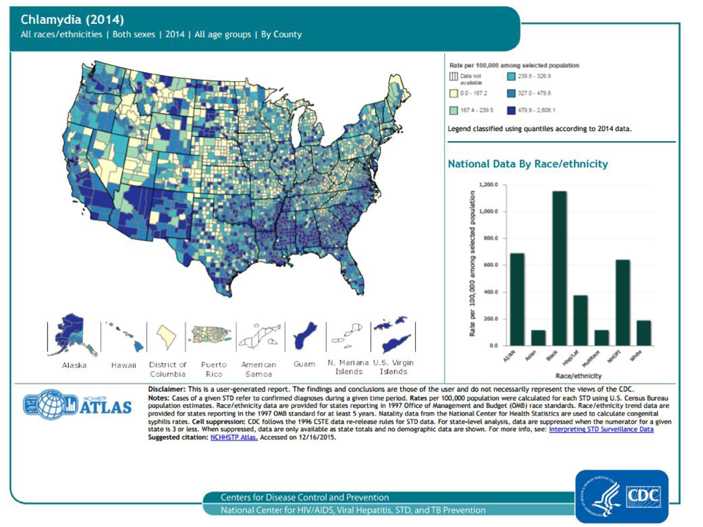 Chlamydia cases (2014), 50 states, DC, and outlying areas, by county 