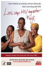 Let’s Stop HIV Together. Margot. Photo of Margot with her two friends, with their arms around each other and smiling.