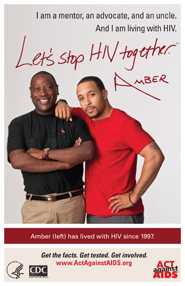 Let’s Stop HIV Together. Amber. Photo of Amber and his friend, standing side-by-side, smiling.