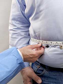 	Photo of mans waist being measured with measuring tape