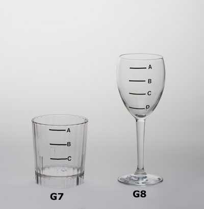 	Highball glass and wine glass with measuring lines