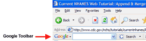 screenshot of Internet Explorer with oogle toolbar installed and highlighted