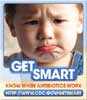 image of frowning baby and text "Get smart"