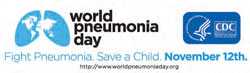 logos for world pneumonia day and hhs/cdc