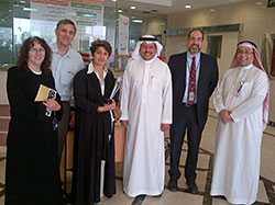 Photo: At King Fahd Med Center, Jeddah, Kingdom of Saudi Arabia during the MERS response. From left to Right: Deborah Hastings (CDC, EIS Officer), Jerome Tokars (Associate Director for Science, CDC’s Influenza Division), Rana Hajjeh (Director, CDC’s Division of Bacterial Diseases), Imad AlJahdaly (Director, King Fahd Med Center), David Kuhar (Medical Epidemiologist, CDC’s Division of Healthcare Quality Promotion) , and Mohammad Garout (Deputy Director, King Fahd Med Center).