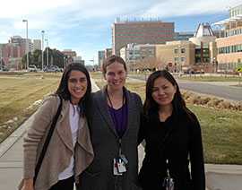 Photo: RDB EIS Officers Alicia Demirjian and Louise Francois Watkins, with fellow EIS Officer, Xia “Michelle” Lin from CDC’s National Center for HIV/AIDS, Viral Hepatitis, STD, and TB Prevention, at the children's hospital outside Denver, Colorado.