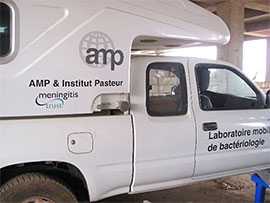 Photo: The LaboMobil®, provided by Agence de Médicine Preventive during the Niger meningitis outbreak in spring 2015, is an all-terrain vehicle outfitted with a variety of laboratory equipment and its own energy and water source