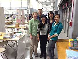 Photo: Bacterial Meningitis Laboratory team preparing for one of the carriage evaluations in Feburary 2015. From left to right: Melissa Whaley, Brian Harcourt, Xin Wang, Fang Hu, and Jeni Vuong