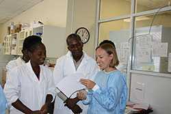 Heidi Soeters with microbiologists from Haiti’s Laboratoire National de Santé Publique