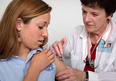 Girl getting immunized