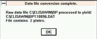 Datafile conversion complete. Raw data file processed to yield: File contains 2 plates.