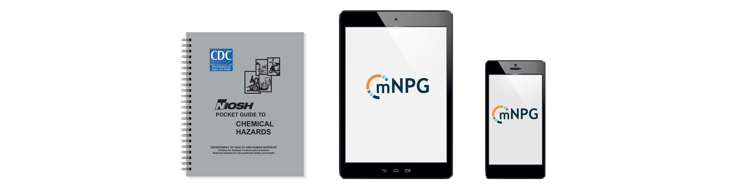 mNPG logo on an iPad and iPhone