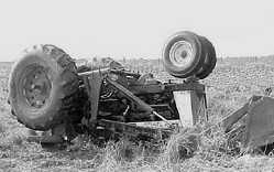 overturned tractor