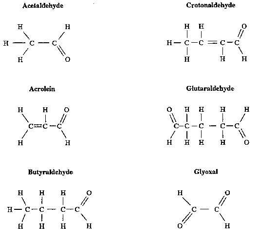 	Structures for Acetaldehyde, Molonaldehyde, and Nine Related Low-Molecular-Weight Aldehydes.