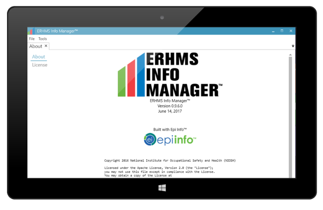 ERHMS Info Manager shown on a screen