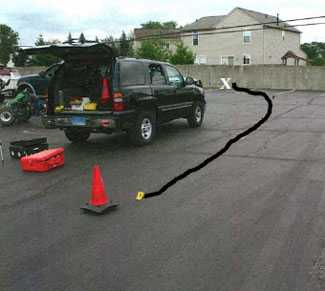 Figure 3. Path of ATV as decedent slowed and attempted to turn north into parking area to the east of the building.