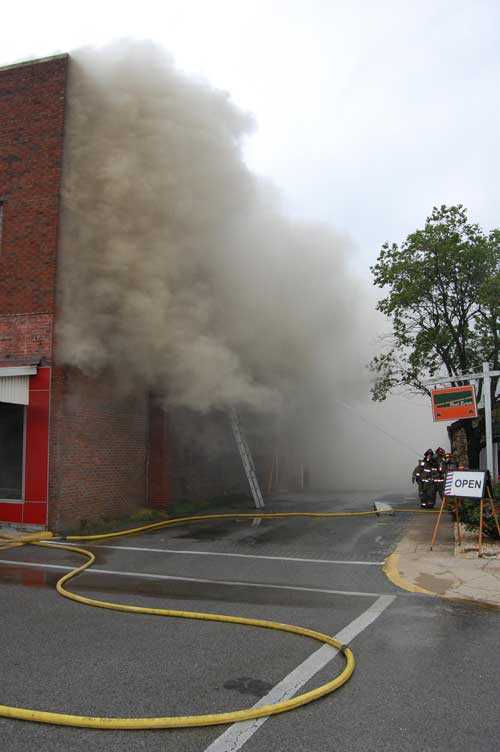 smoke covering a ladder