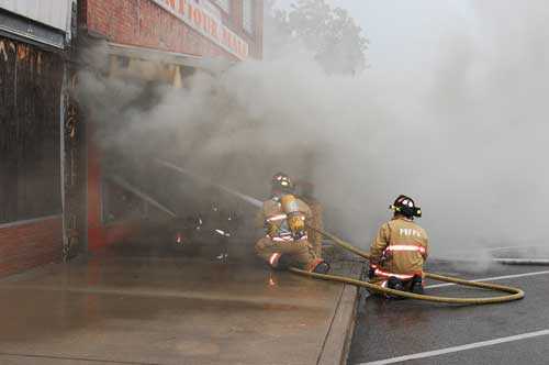 fire fighters attacking the fire