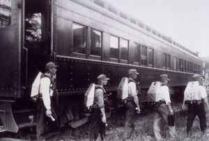 Bureau of Mines mine safety railroad car equipped as a movable safety & rescue station
