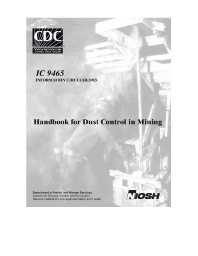 Image of publication Handbook for Dust Control in Mining