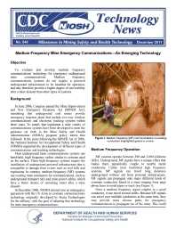 Image of publication Technology News 546 - Medium Frequency Mine Emergency Communications—An Emerging Technology