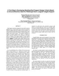 Image of publication A First Step in Developing Roof Support Design Criteria Based on Ground Reaction Data for Pittsburgh Seam Longwall Tailgate Support