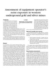 Image of publication Assessment of Equipment Operator’s Noise Exposure in Western Underground Gold and Silver Mines