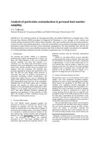 Image of publication Analysis of Particulate Contamination in Personal Dust Monitor Sampling